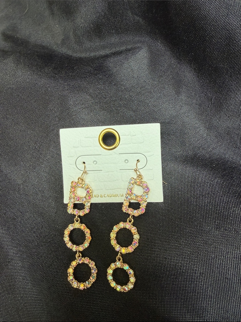 Gold-Tone Iridescent Crystal Drop Earrings - Pink/Multicolor BOO!